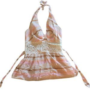 A.B.S. by Allen Schwartz Pink Beige Halter Tank